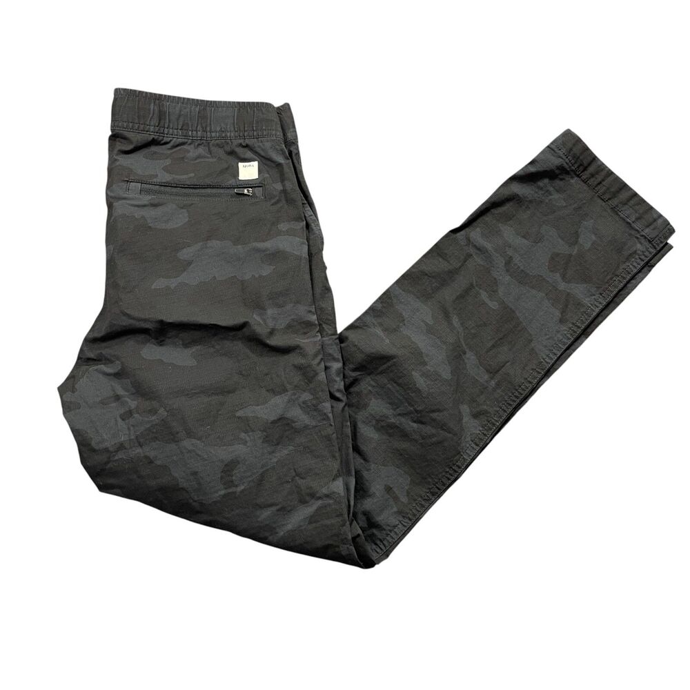 Vuori Small Black Zip Straight‎ Leg Pants Draw String Zipper Pockets Camo